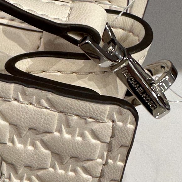 Michael Kors Hamilton MINI Shoulder Crossbody Bag Embossed MK Light Cream - Picture 16 of 16